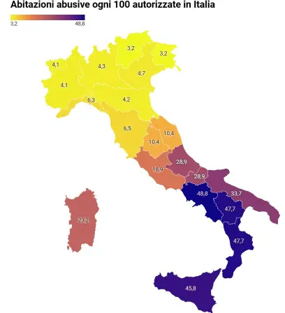 Abusivismo in Italia dati 2022 regioni da Donne Geometra